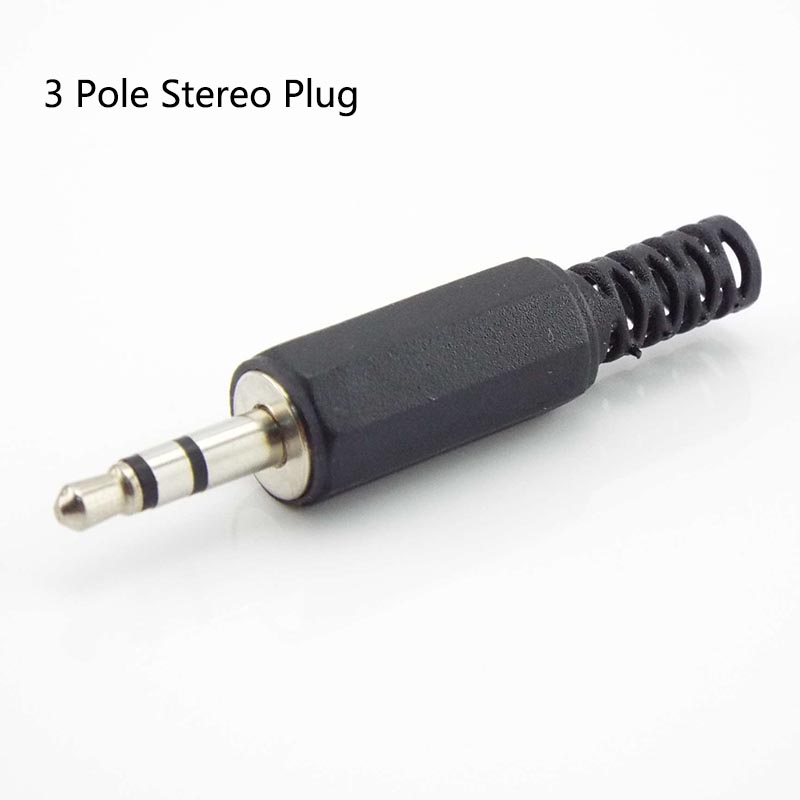 2/5/10 Uds 3,5mm 1/8 "Audio macho enchufe Jack adaptador Mono/conector estéreo auriculares 3,5mm 2/3/4 conector de clavija negro