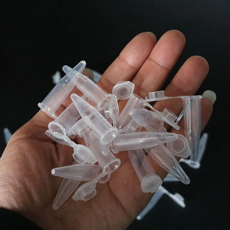 50 pezzi da 0,5 ml provette da centrifuga in micro plastica trasparente da laboratorio con coperchio a scatto, coperchi per contenitori per campioni di laboratorio
