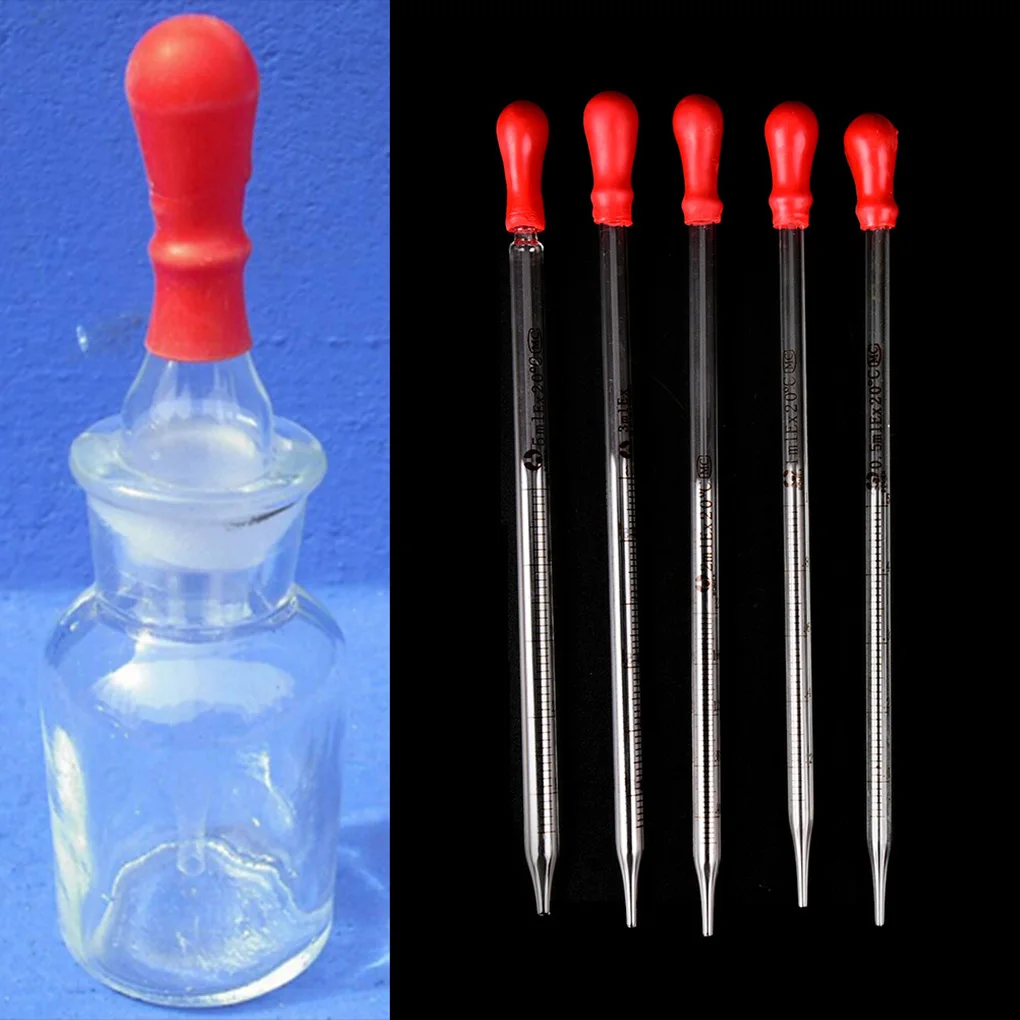 1pc Pipetta graduata in vetro Lampadina in gomma Esperimento scolastico da laboratorio Contagocce Erogazione 0,5 ml 1 ml 2 ml 3 ml