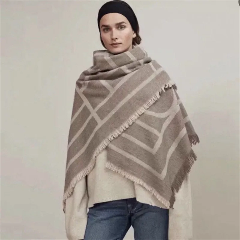 Inverno macio cachecol de caxemira feminino cachecóis geométricos letras xales envolve engrossar quente unisex cobertor básico borla pashmina stoles