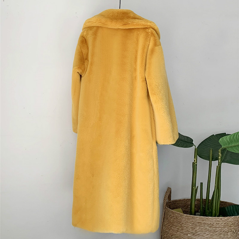 ใหม่ElegantยาวฤดูหนาวFaux Fur Coatผู้หญิงแฟชั่นPlushเสื้อขนสัตว์หลวมคุณภาพสูงหนาฤดูหนาวขนสัตว์Overcoat