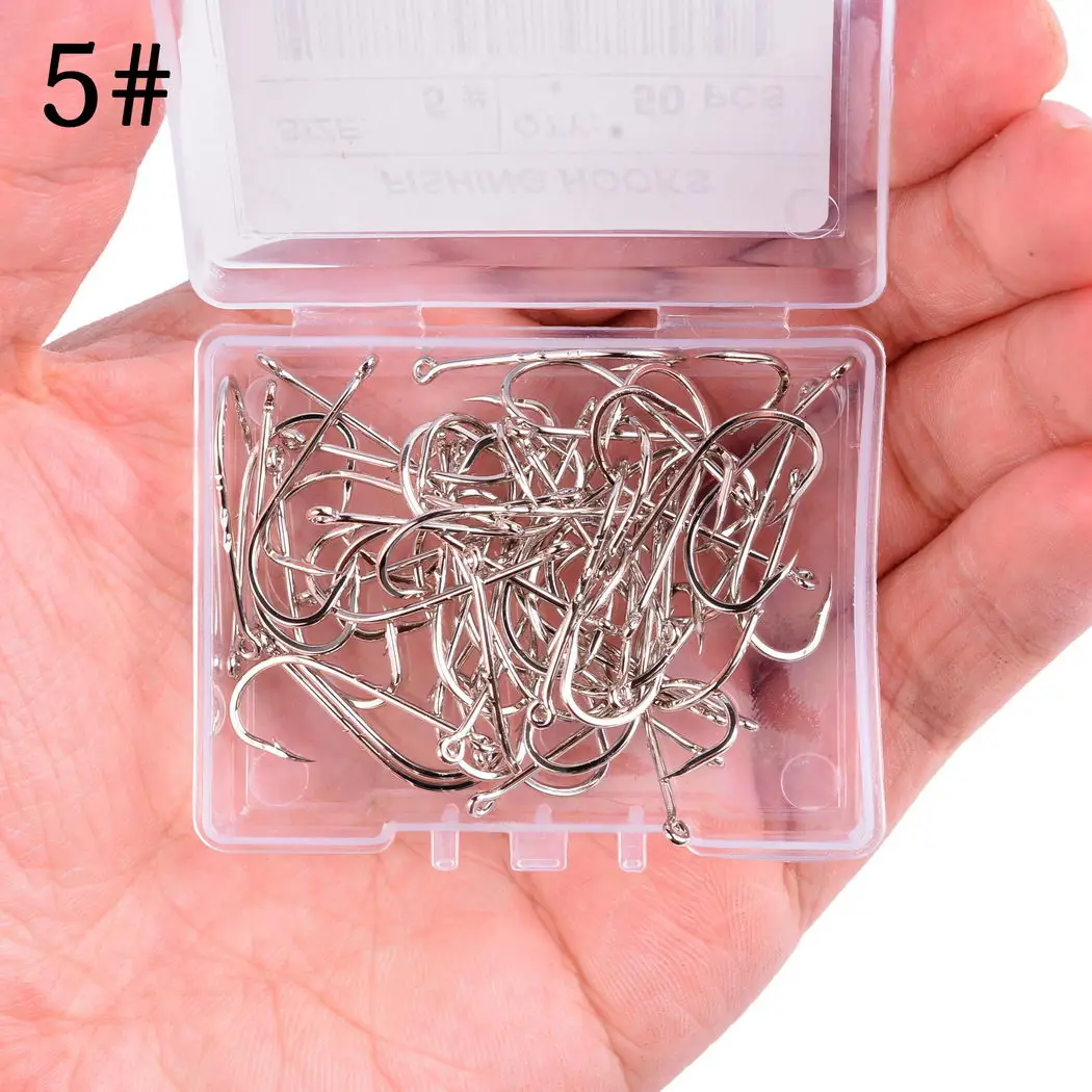 50 / 20 Chiếc Thép Gai Móc Câu Cá Biển Sâu Cá Chép Đơn Vòng Tròn Móc Bộ Bay Phụ Kiện Câu Cá Lưỡi Thép Carbon fishhook
