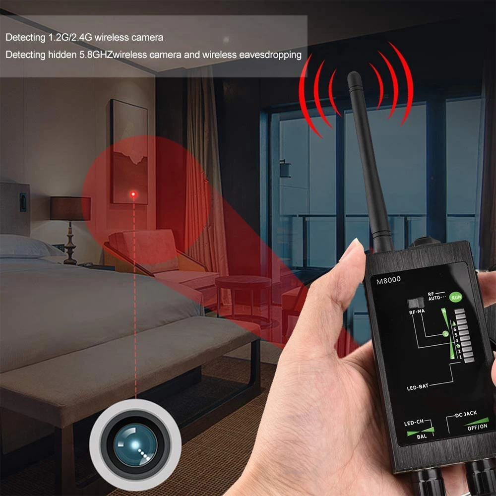 M8000 Đài Phát Thanh Chống Gián Điệp Dò GSM Tín Hiệu RF Tự Động Theo Dõi Dò Theo Dõi GPS Tìm Lỗi Dài Từ Đèn LED ăng Ten
