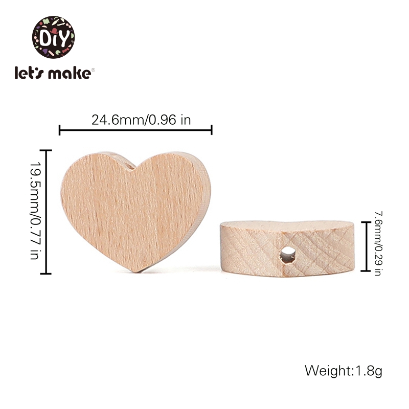 Hãy Làm 10Pc Bé Miếng Dán Hạt Gỗ BPA Gỗ Bộ Gặm Nhấm Động Vật Hình Trái Tim Mọc Răng Đính Hạt Tự Làm Cho Em Bé dây Chuyền Phụ Kiện