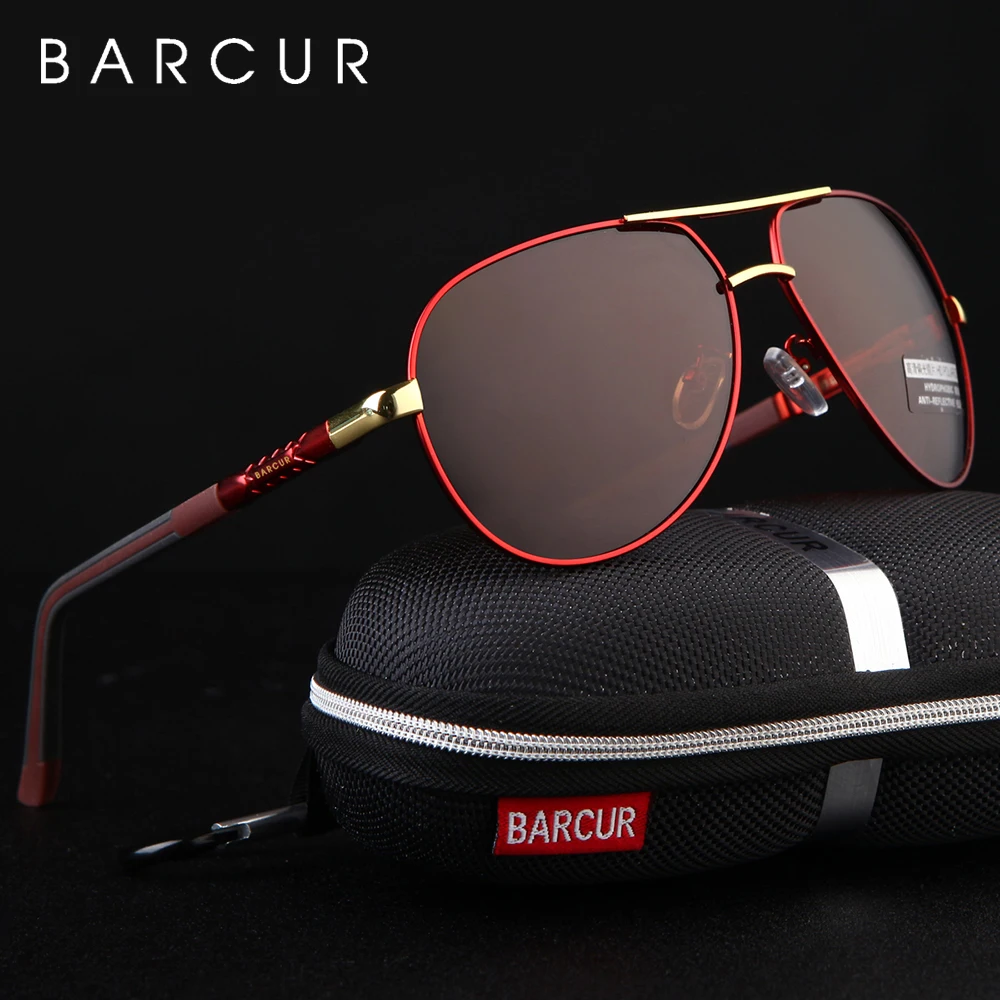 BARCUR Gafas de sol clásicas de aluminio para hombre con lentes de revestimiento polarizado Gafas de sol clásicas para hombres y mujeres Accesorios de conduccióndo, con espejo, accesorios para gafas