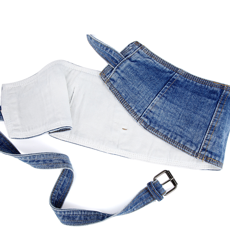 데님 컬러 Shapewear 여성 고딕 steamppunk 허리 cinchr Bustiers 블랙 니켈 버클 핀 슬라이드 버클 벨트 여성용 거들