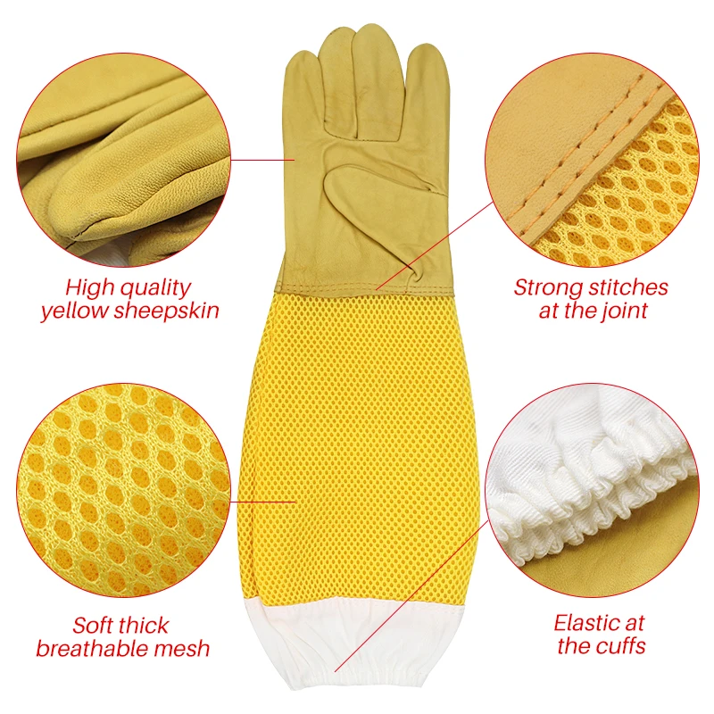 Guanti da apicoltore Maniche protettive Ventilate professionali Anti ape per apicoltura Apicoltore Prevenire gli strumenti alveare