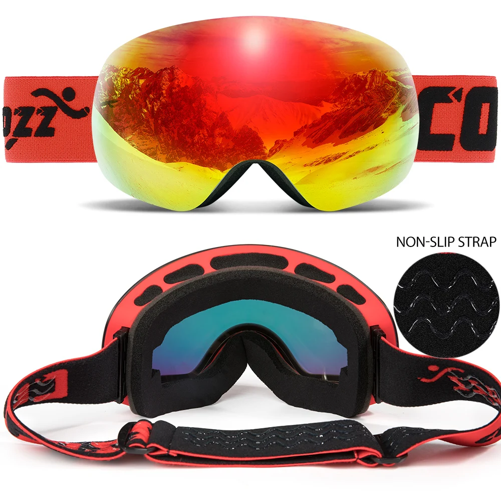 COPOZZ スキーゴーグル UV400 保護スキーマスク男性女性防曇ビッグフェイススキーメガネアウトドアスポーツスノーボードスキーアイウェア