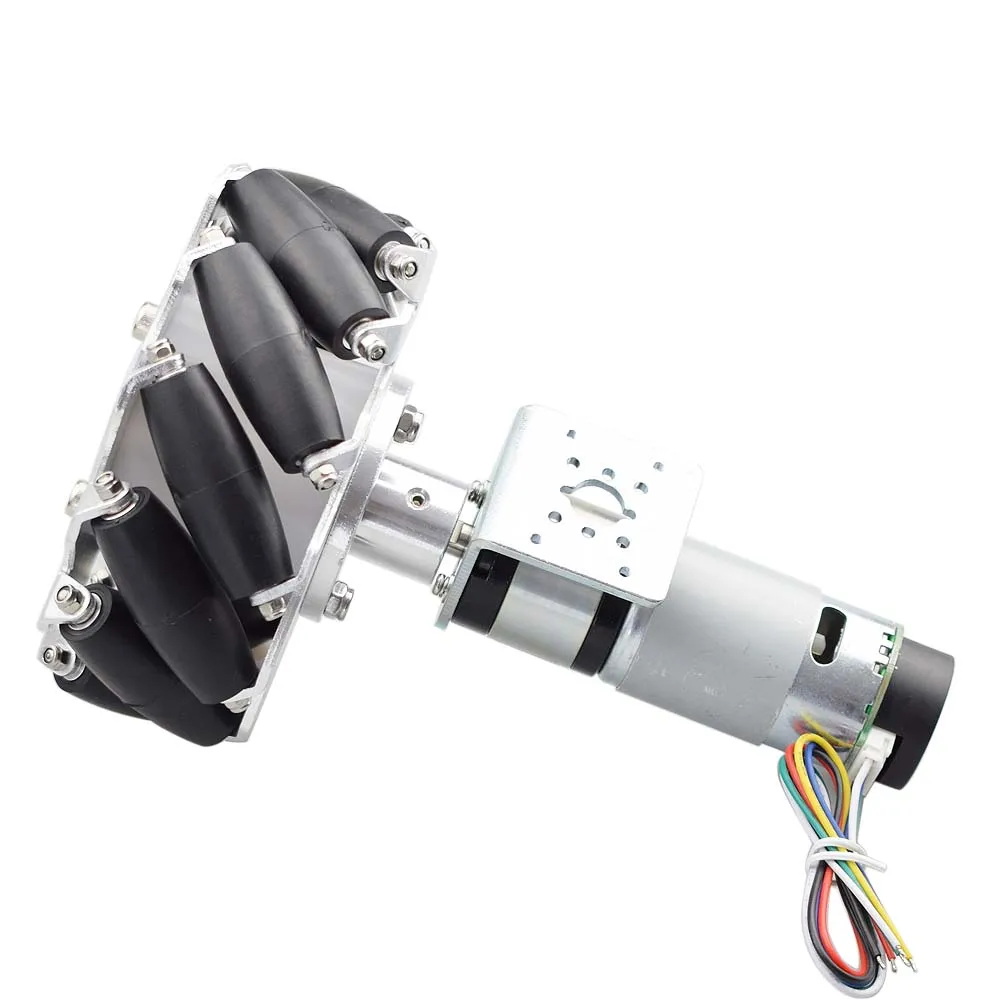 Metal Mecanum Roda para DIY, Codificador DC Motor, Arduino STM32, Raspberry Pi Projeto, 40kg de carga, 100mm, 24V, 4pcs