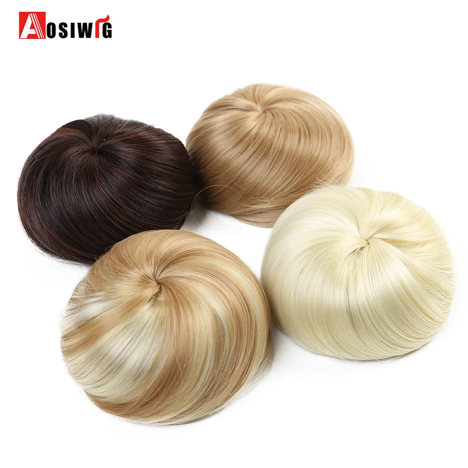 Phụ nữ Tổng Hợp Chignon Búi Tóc Tặng Kẹp Trong Bộ Tóc Giả Phần Mở Rộng Nâu Đỏ Tổng Hợp Nhiệt Độ Cao Sợi AOSIWIG