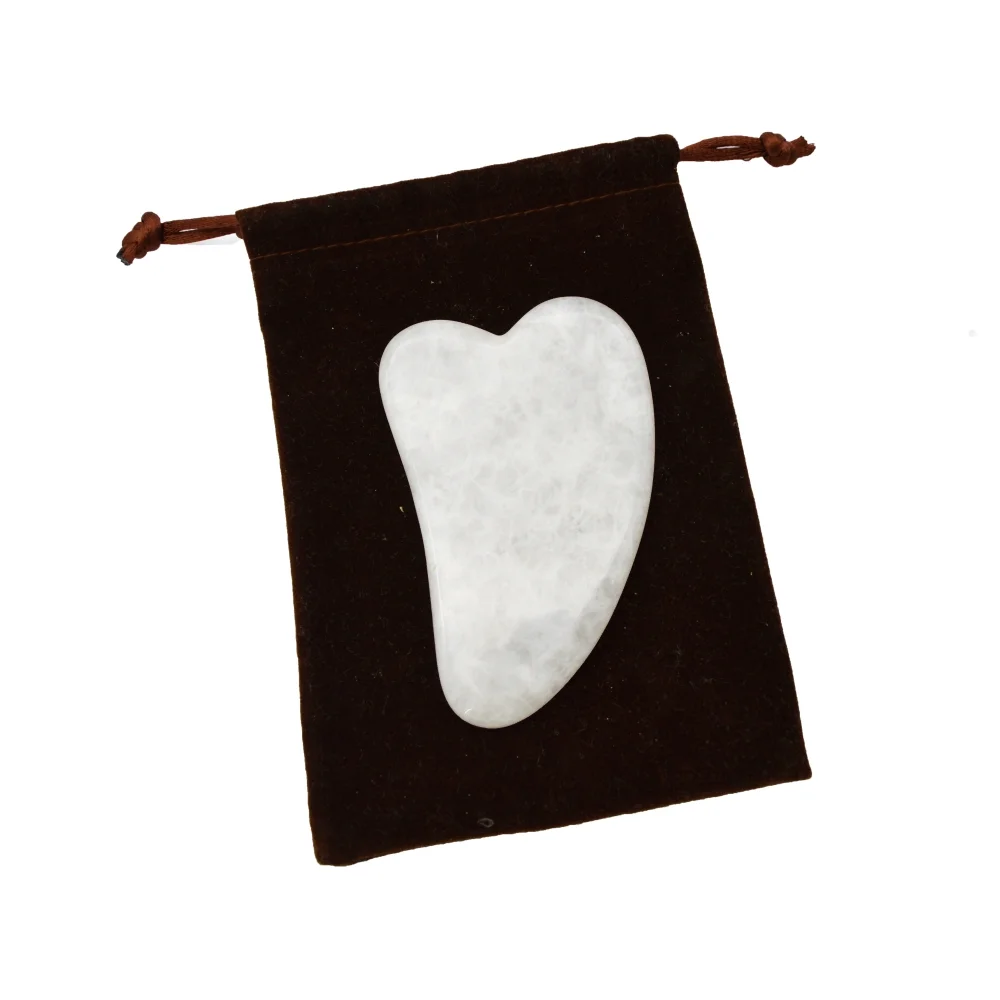 Alat Pijat White Jade Gua Sha, Pengikis Gouache untuk Wajah, Leher, Jari