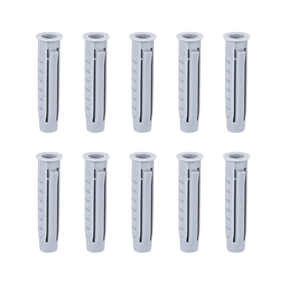 Uxcell 100 Uds 6mmX30mm columna de tubo de expansión de plástico ancla de hormigón enchufe de pared gris para aplicación DIY de jardín doméstico