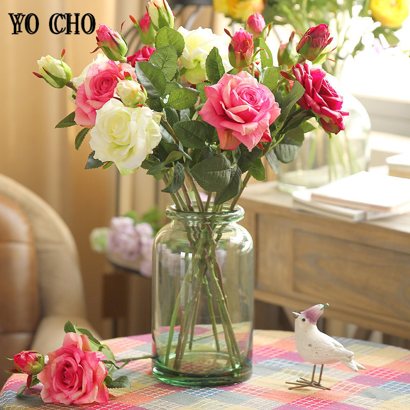 Hoa Hồng Nhân Tạo Hoa Mẫu Đơn DIY Đỏ Hồng Thật Cảm Ứng Hoa Hồng Hoa Nhựa Hoa Giả Nhà Cưới Trang Trí Bàn