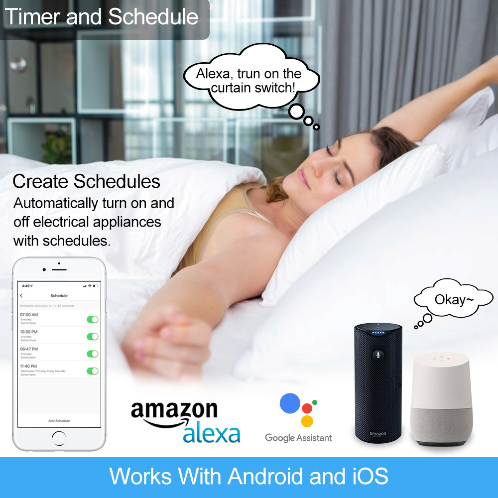 Interruptor de persiana enrollable para el hogar, Motor de Persiana Enrollable con RF y WiFi, Compatible con Google Home, Alexa y LoraTap, Tuya Smart Life