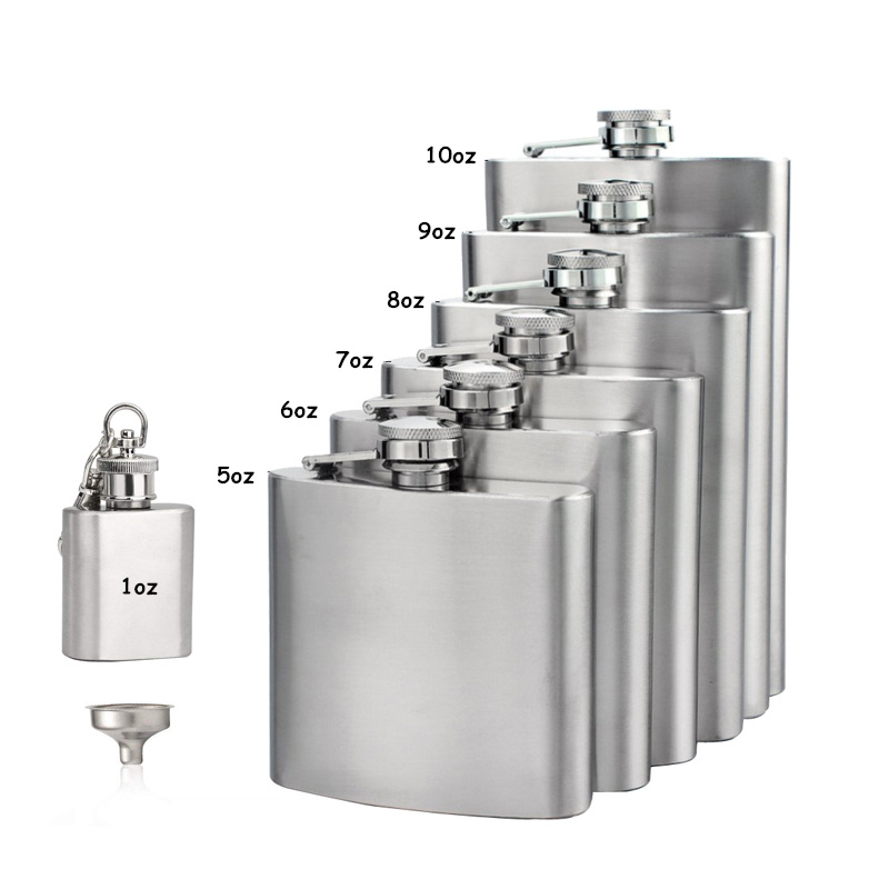 LMETJMA 1 4 5 6 7 8 9 10 oz Thép không gỉ Hông Bình với Phễu Bỏ Túi Hông Bình Rượu whisky Hông Bình Nắp Vặn KC0139