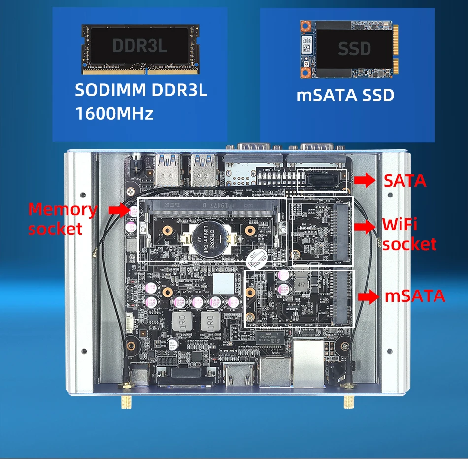 XCY Fanless อุตสาหกรรมคอมพิวเตอร์ขนาดเล็ก Intel Core I7-4500U 2x RS-232 Serial พอร์ต Dual GbE LAN 4x USB สนับสนุน WiFi Windows Linux