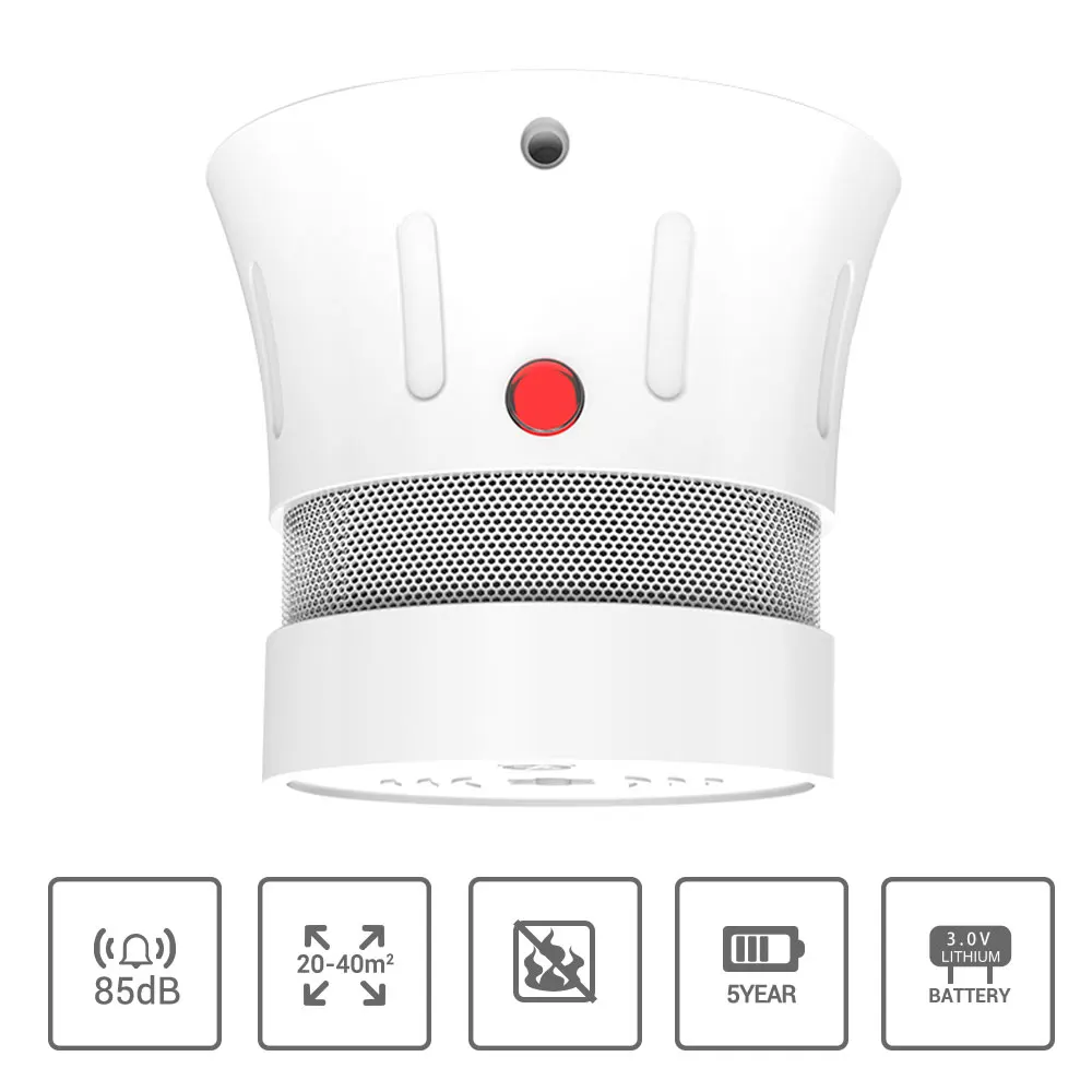 CPVan Mini Đầu Báo Khói CE EN14604 Khói 5 Năm Pin Độc Lập Quang Điện Cảm Biến Khói Cho Nhà Hệ Thống