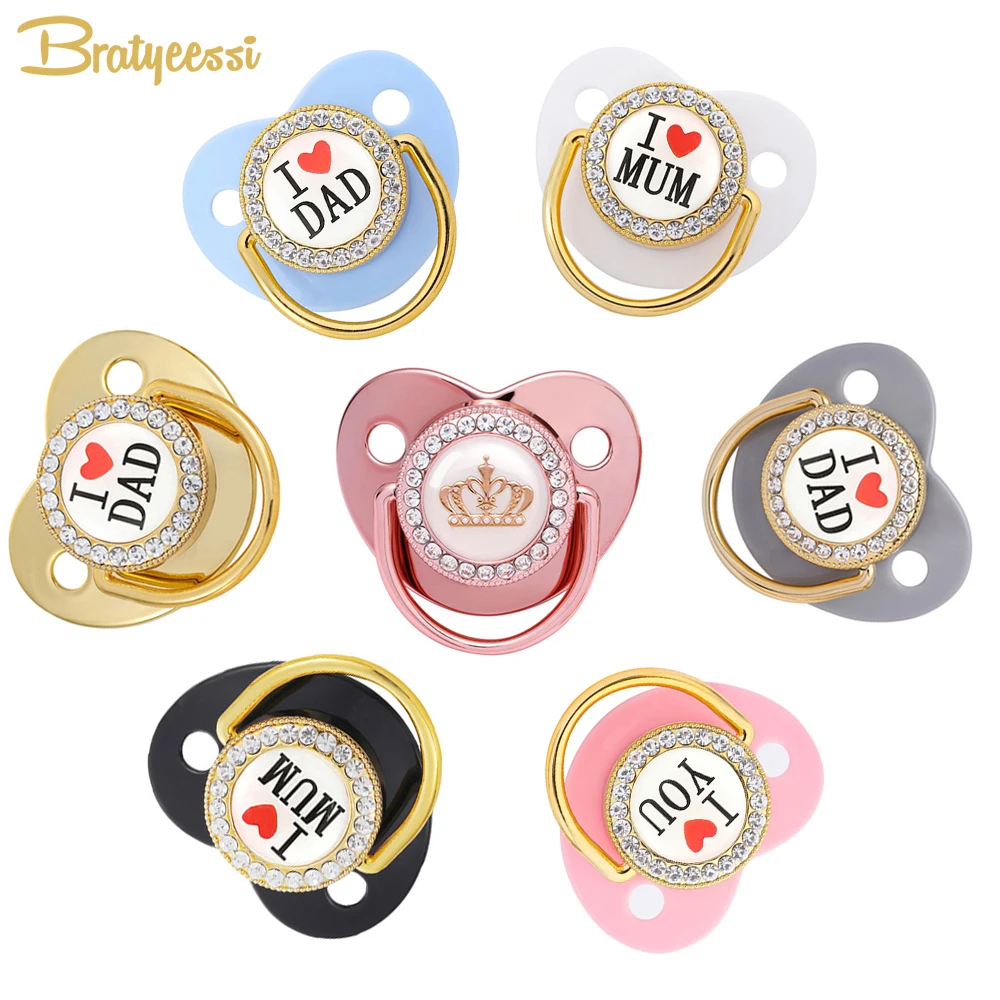Chupete de 9 colores, regalo para Baby Shower, chupete ostentoso de silicona sin BPA para bebé, chupetes para recién nacidos para bebés, me encanta la mamá y papá