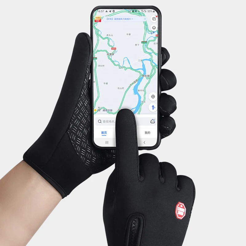 ฤดูหนาวถุงมือสำหรับผู้ชายผู้หญิง Touchscreen Warm กลางแจ้งการขี่จักรยานการขับขี่รถจักรยานยนต์ถุงมือ Windproof ลื่นถุงมือสตรี