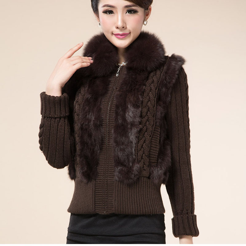 Manteau en fourrure de lapin à capuche à manches longues pour femmes, veste à col en fourrure de renard véritable, vêtements d'extérieur chauds, mode printemps