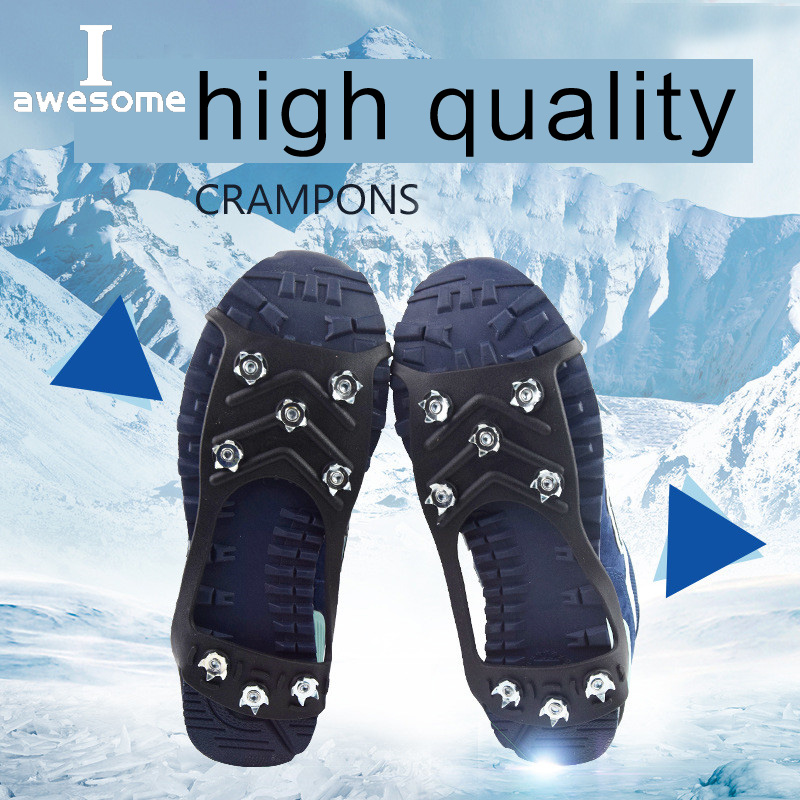 Pinza de hielo antideslizante para zapatos, crampones de nieve, tacos de senderismo, tacos de tracción, 8 dientes
