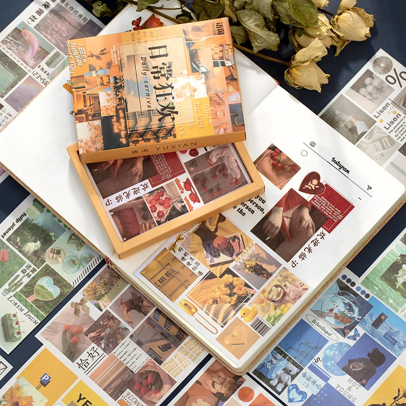 Yoofun 50 รูปแบบที่ไม่ซ้ําตกแต่งเครื่องเขียนสติกเกอร์ความฝันที่มีสีสัน Scrapbooking DIY ไดอารี่อัลบั้ม Retro Vaporwave Stick