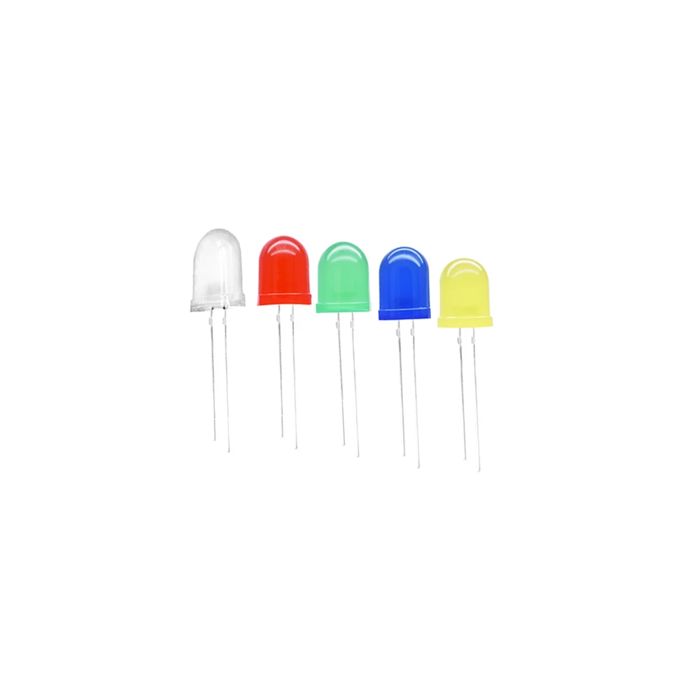 10 Stuks F10 10Mm 5 Kleuren Dip Led Groen Rood Blauw Wit Super Heldere Kwaliteit Kraal Lichtgevende Diode Plug-In Lamp Assortiment
