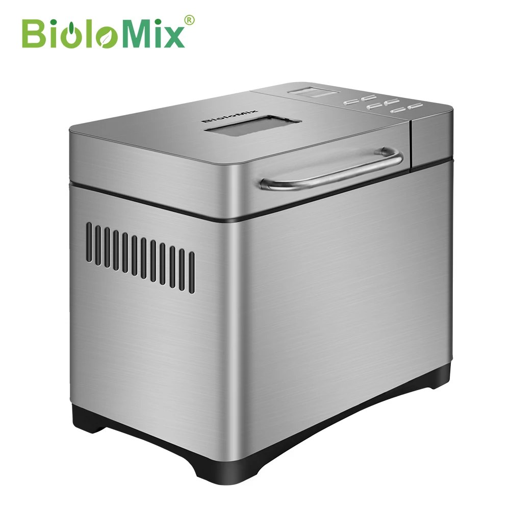 Biolomix Edelstahl 1KG 19-in-1 Automatische Brot Maker 650W Programmierbare Brot Maschine mit 3 loaf Größen Obst Mutter Dispenser