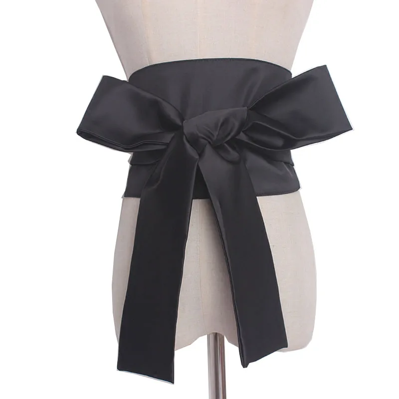 Gravata vintage com laço frontal, cintos largos para mulheres vestido feminino, corpete com faixa borboleta, cinto japonês