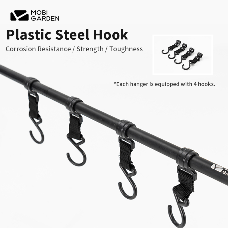 MOBI taman luar ruangan berkemah, rak gantung paduan aluminium 8kg bantalan berat segitiga peralatan makan kait penyimpanan pakaian piknik