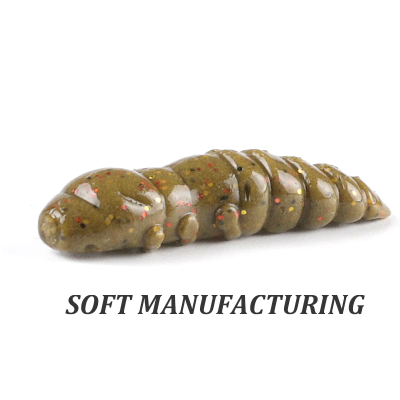 Siêu Lục Địa Nhộng Mềm Mồi Nhựa Mềm Mồi Ấu Trùng 38Mm/18 Chiếc Nổi Nước Ngọt Swimbaits Silicone Mềm Mồi Con Sâu