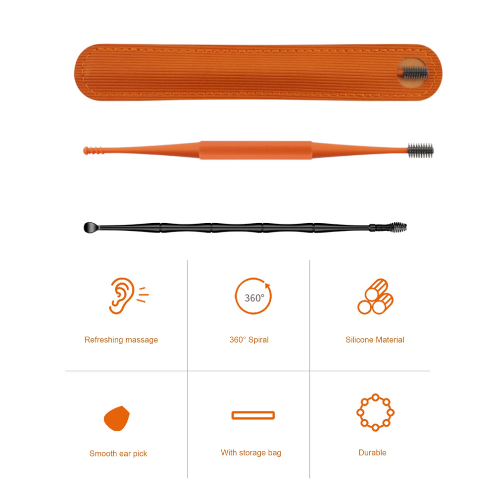1 zestaw wosku z uszu narzędzie do usuwania czyszczenie uszu Sticks Earpick Remover silikonowy patyczek do uszu podwójna głowica do czyszczenia uszu 360 ° spiralny wacik