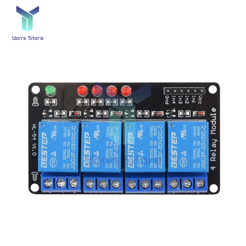 Módulo de relé de 3V, 3,3 V, 1/2/4 canales, disparador de bajo nivel, relé iluminado con salida de relé de lámpara, módulo de relé de 4 vías para Arduino