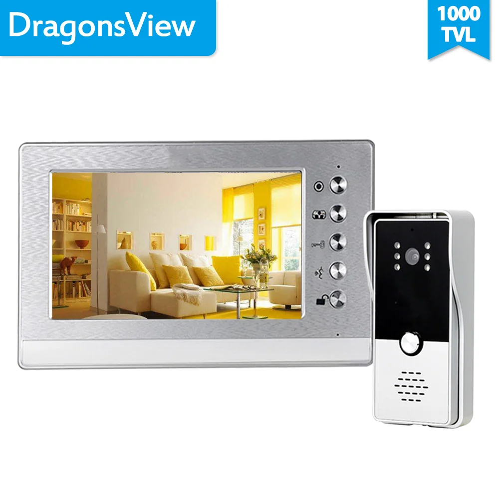 Dragonsview-sistema de intercomunicación de vídeo para el hogar, timbre de puerta con cámara, sistema múltiple de monitoreo de desbloqueo, 7"