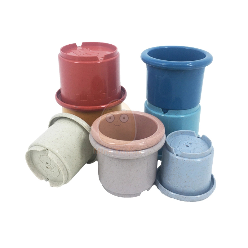 Babyspeelgoed Stapelbeker Tarwestro Zandloper Milieu Vouwtoren Bad Speelwaterset Vroeg educatief speelgoed voor baby's