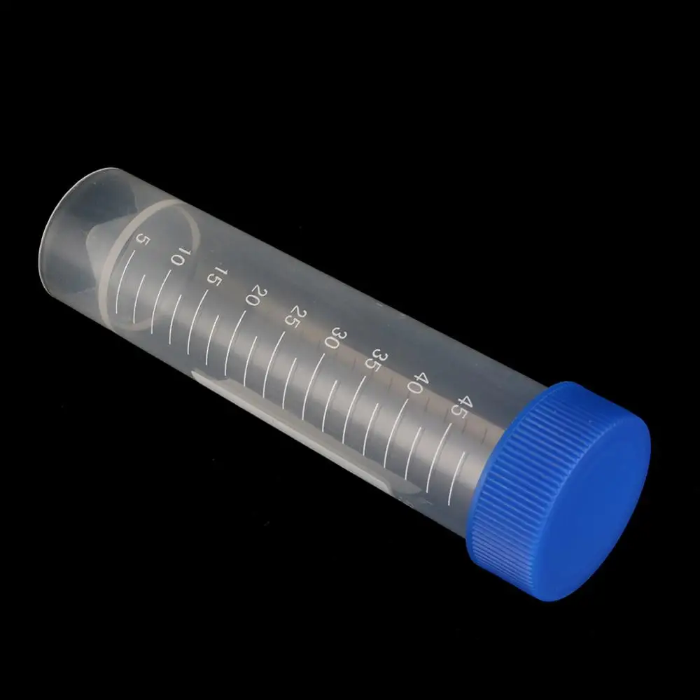 New 20 Pcs 50ml Screw Cap Flat Bottom Centrifuge Tube Plastic Centrifugal Tubes with Scale Free-standing Laboratory Supplies