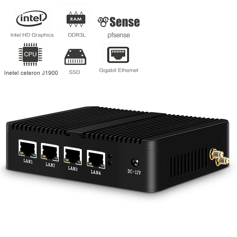Xcy computador industrial mini pc j4125 fanless intel celeron j1900 windows 10 linux ubuntu desktop pfsense firewall barebone