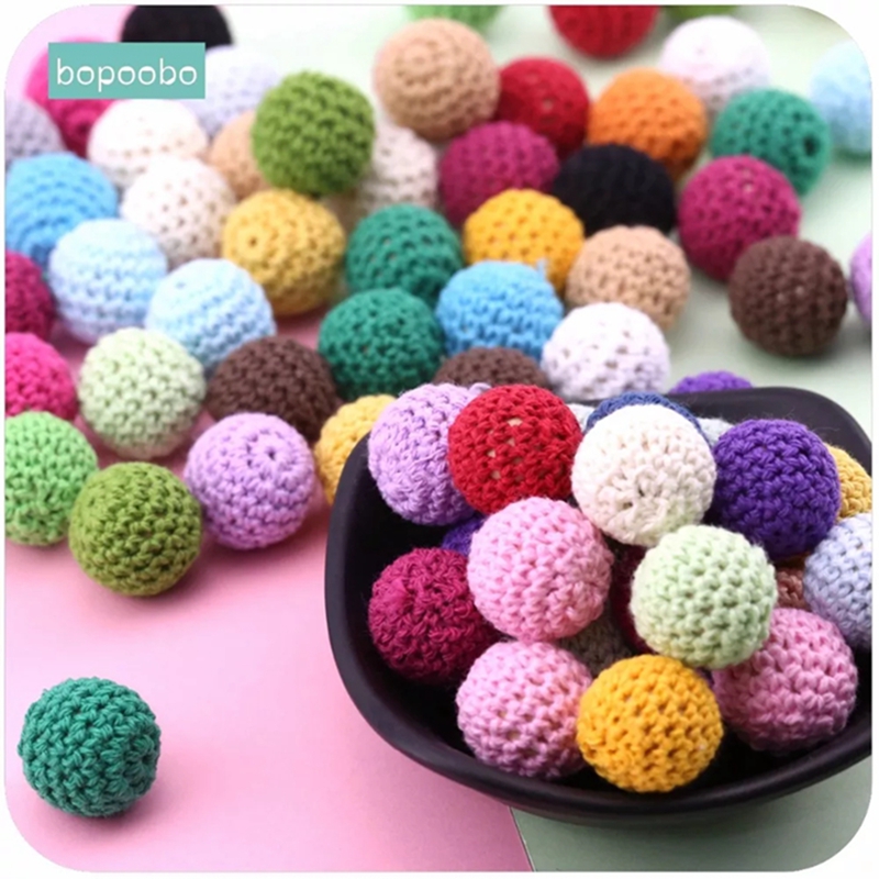 Bopoobo 10pc ベビー看護歯が生えるかぎ針編みビーズチュアブルビーズ DIY ジュエリー看護アクセサリー Gehaakte おもちゃベビーおしゃぶり 16 ミリメートル