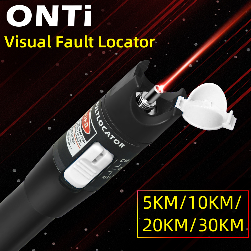 Localizador Visual de fallos ONTi 30MW/20MW/10MW/5KM, probador de Cable de fibra óptica rango de 5-30KM, tipo SC/FC/ST