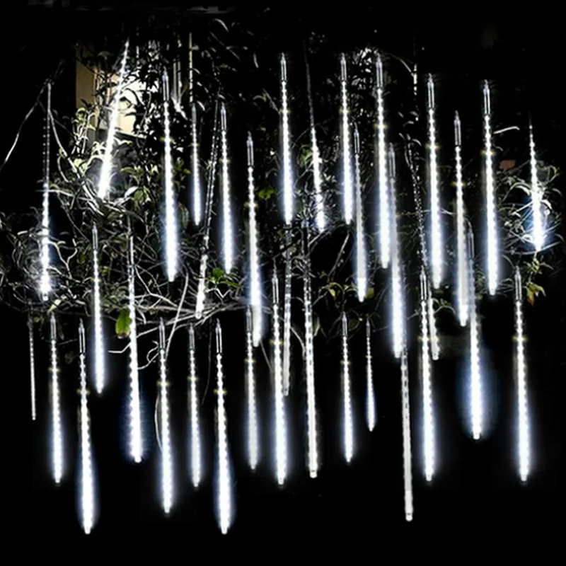 8-rurowy deszcz meteorytów Deszcz Led String Lights Street Garlands Ozdoby choinkowe na zewnątrz Nowy Rok Wróżkowe oświetlenie ogrodowe