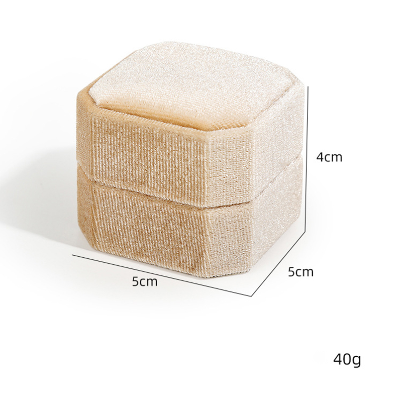 Vintage Octagon Square Velvet Single&Double Ring Box With Detachable Lid Earrings Proposal Wedding Ring Pendant Storage Box