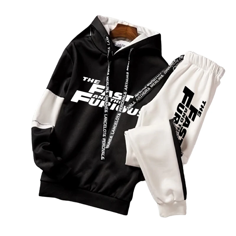 The Fast and the Furious Sudaderas con capucha y pantalones de chándal clásicos para hombre/mujer, traje deportivo informal para correr, jerséis de manga larga con capucha