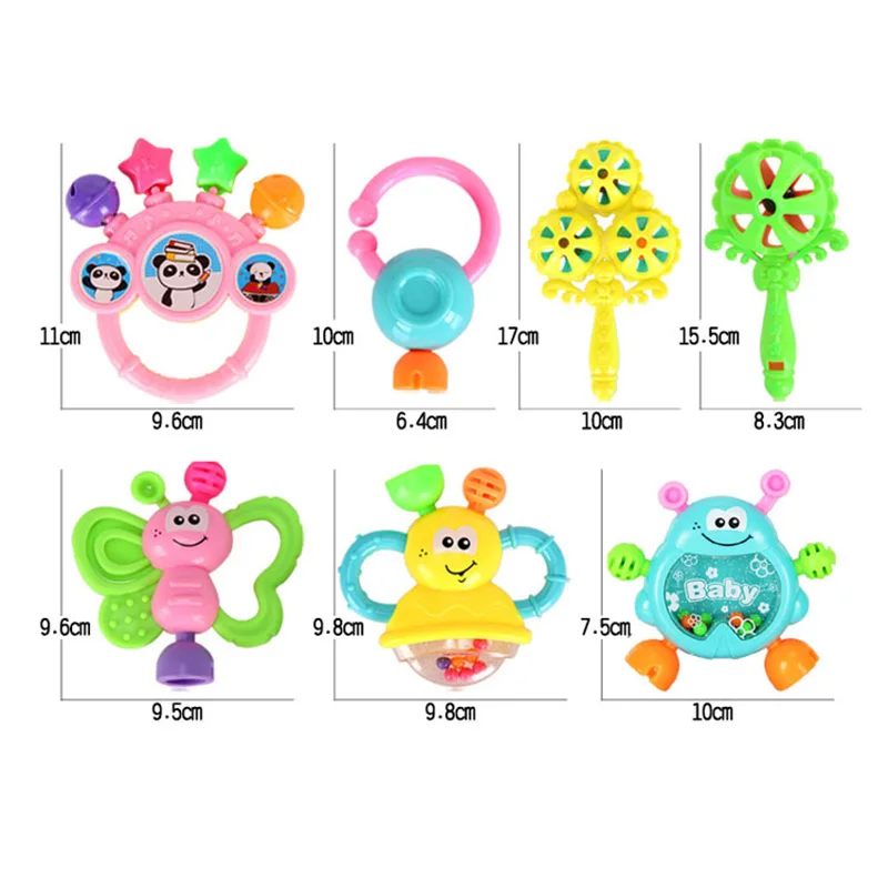 7/8pcs Baby Rattles Teethers สําหรับทารกแรกเกิดของเล่นคว้า Shaker Hand Development Rattle ของเล่นการศึกษาเด็ก Chew ของเล่น 0-12 เดือน