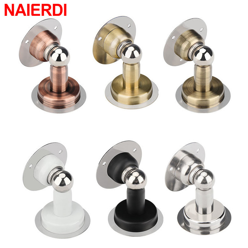 NAIERDI magnetische deurstoppers roestvrij staal non punch deurstopper winddichte wandgemonteerde deurhouder meubelbeslag