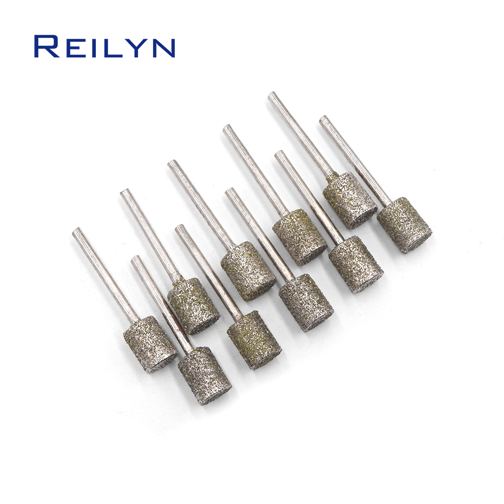 20 Stück/Set # 60-Zylinder grobkörniger Diamant-Schleifgrat, Stein, Arbeiten, Polieren, Schälbits, Diamant-Schleifpunkt