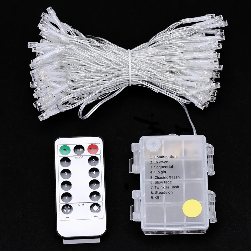 Guirnalda de luces navideñas con batería, 50/100/160LED, decoraciones para fiestas, bodas y vacaciones