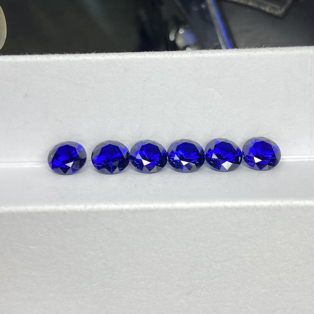 Meisidian 6.5Mm 34 # Korundum Bulat 5A Kualitas Lab Royal Biru Safir Batu Permata Longgar