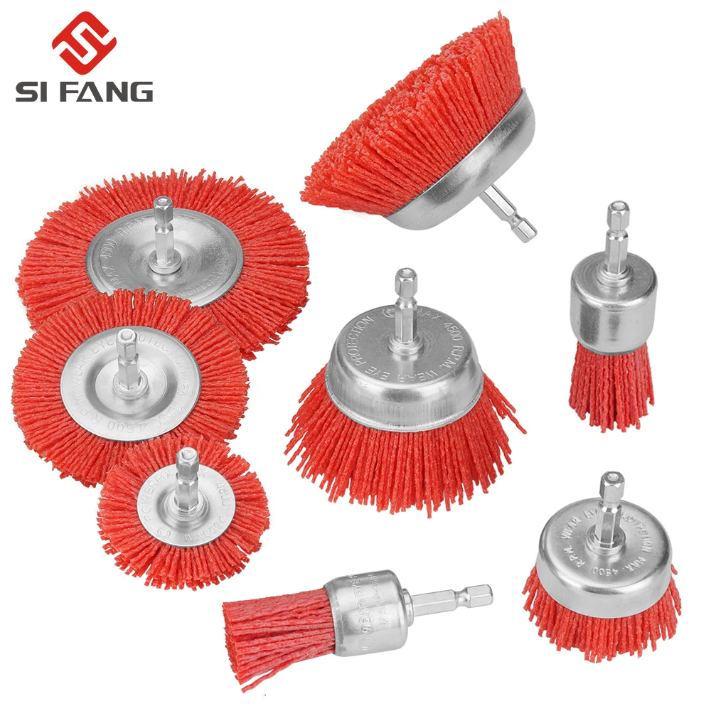 Nylon Cốc Đựng Bàn Chải Mài Mòn Dây Bánh Bàn Chải Cho Máy Khoan Xoay Dụng Cụ Đánh Bóng Gỗ Deburring Vệ Sinh Làm Sạch Nội Thất 1/4 "Vít