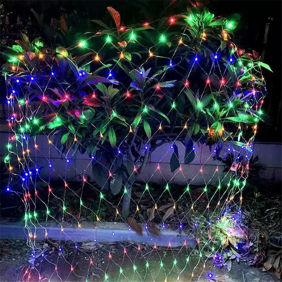 220V Eu-stecker Weihnachten Fee Lichter Im Freien 8 Modi Led Angeln Mesh String Lichter Hause Hochzeit Park Garten Dekorative girlanden