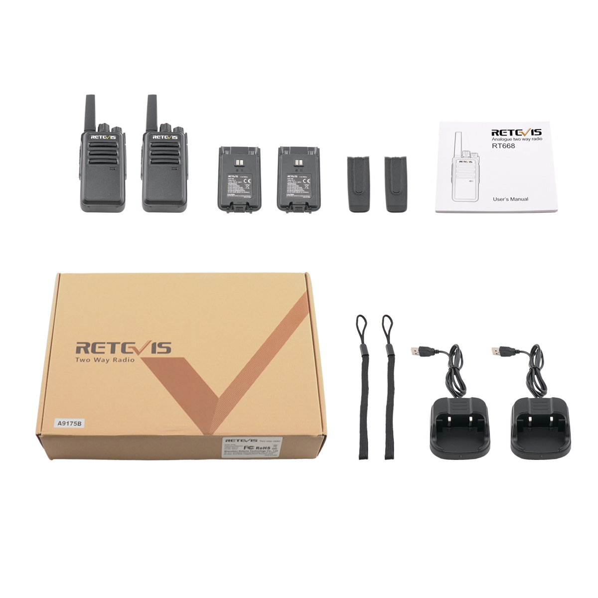 Retevis-walkie talkie rt668 pmr 446 frs,双方向ラジオ,ポータブル通信機器,pttラジオ,ホテル,カフェ,2個